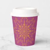 Retro Mandala Boysenberry Paper Cups Papieren Bekers (Voorkant)