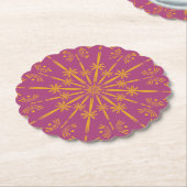 Retro Mandala Boysenberry Paper Onderzetters (Gekanteld)