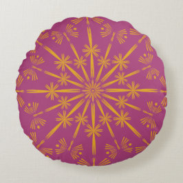 Retro Mandala Boysenberry Round Pillow Rond Kussen