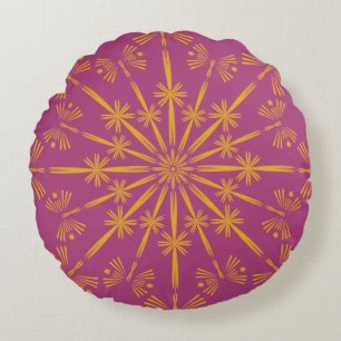 Retro Mandala Boysenberry Round Pillow Rond Kussen