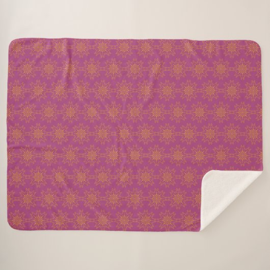 Retro Mandala Boysenberry Sherpa Blanket (3 Sizes) Sherpa Deken (Voorkant (horizontaal))