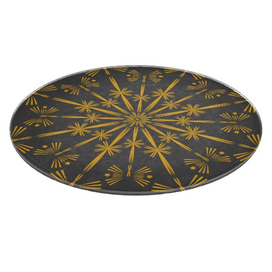 Retro Mandala Dusk Glass Cutting Board Snijplank (Hoek)