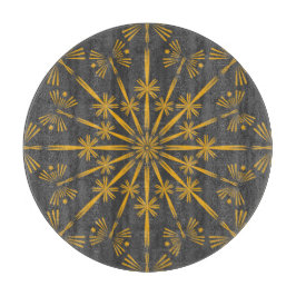Retro Mandala Dusk Glass Cutting Board Snijplank