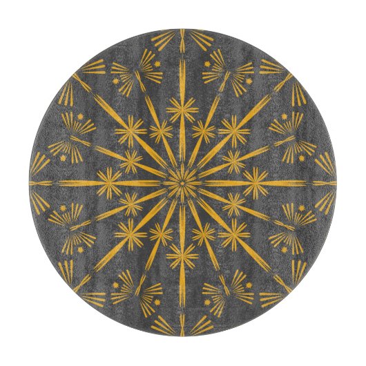 Retro Mandala Dusk Glass Cutting Board Snijplank (Voorkant)