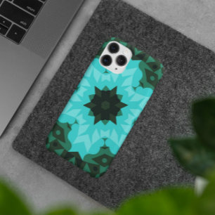 Retro Mandala Flower Blue en Green Case-Mate iPhone Case