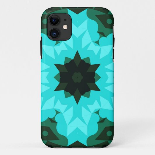 Retro Mandala Flower Blue en Green Case-Mate iPhone Case (Achterkant)