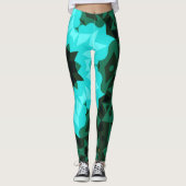 Retro Mandala Flower Blue en Green Leggings (Voorkant)