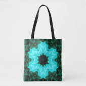 Retro Mandala Flower Blue en Green Tote Bag (Voorkant)