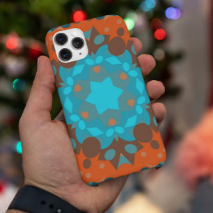 Retro Mandala Flower Blue en Oranje Case-Mate iPhone Case