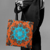 Retro Mandala Flower Blue en Oranje Tote Bag