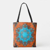 Retro Mandala Flower Blue en Oranje Tote Bag (Achterkant)