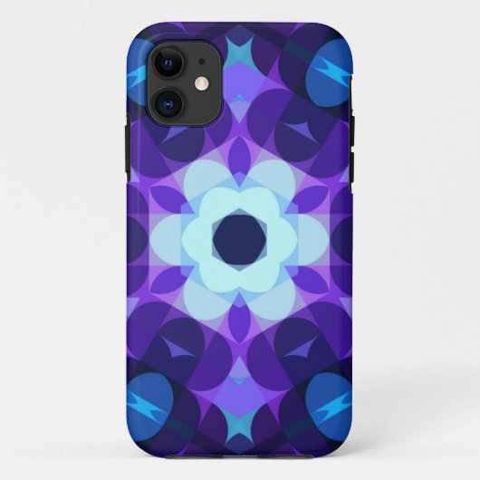 Retro Mandala Flower Blue en Paars Case-Mate iPhone Case (Achterkant)
