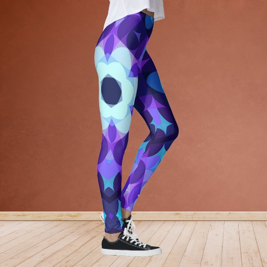 Retro Mandala Flower Blue en Paars Leggings