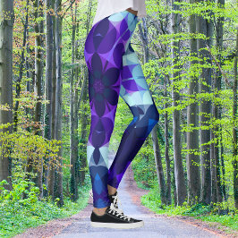 Retro Mandala Flower Blue en Paars Leggings