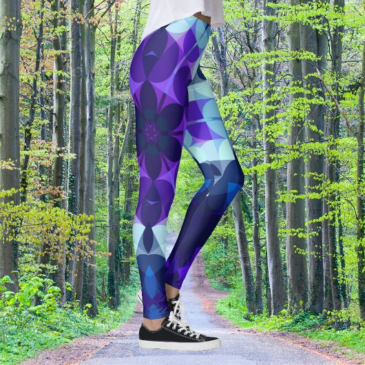 Retro Mandala Flower Blue en Paars Leggings