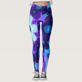 Retro Mandala Flower Blue en Paars Leggings (Voorkant)