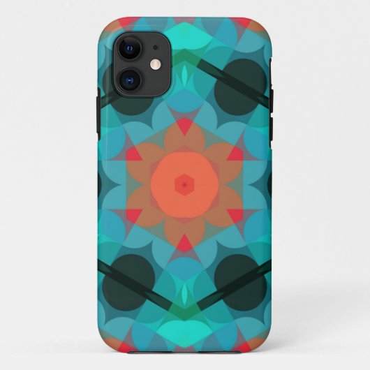 Retro Mandala Flower Blue en roze Case-Mate iPhone Case (Achterkant)