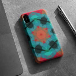 Retro Mandala Flower Blue en roze Case-Mate iPhone Case