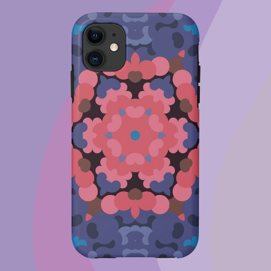 Retro Mandala Flower Blue en roze Case-Mate iPhone Case