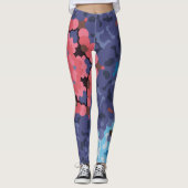 Retro Mandala Flower Blue en roze Leggings (Voorkant)