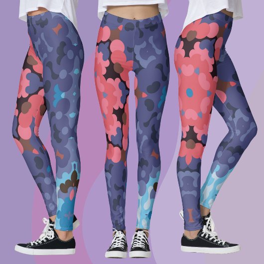 Retro Mandala Flower Blue en roze Leggings