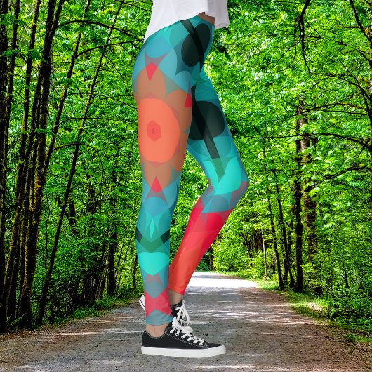 Retro Mandala Flower Blue en roze Leggings