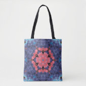 Retro Mandala Flower Blue en roze Tote Bag (Voorkant)