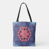 Retro Mandala Flower Blue en roze Tote Bag (Achterkant)