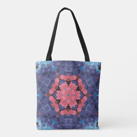 Retro Mandala Flower Blue en roze Tote Bag (Achterkant)