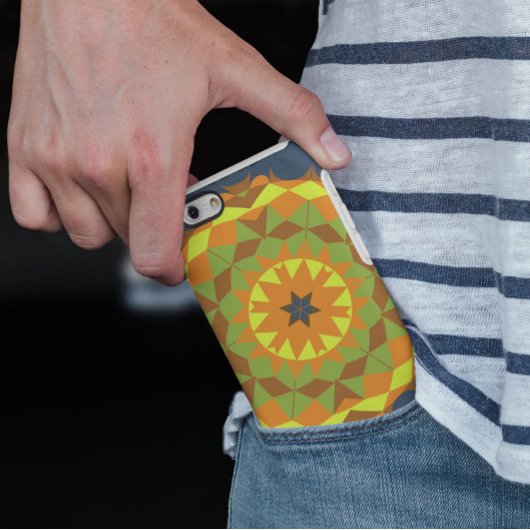 Retro Mandala Flower Blue Oranje and Yellow Case-Mate iPhone Case