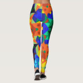 Retro Mandala Flower Blue Oranje en Green Leggings (Achterkant)