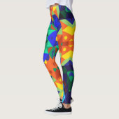 Retro Mandala Flower Blue Oranje en Green Leggings (Links)