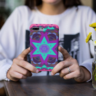Retro Mandala Flower Blue Paars and Pink Case-Mate iPhone Case