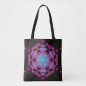 Retro Mandala Flower Blue Paars en Black Tote Bag (Voorkant)