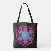 Retro Mandala Flower Blue Paars en Black Tote Bag (Achterkant)