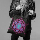 Retro Mandala Flower Blue Paars en Black Tote Bag