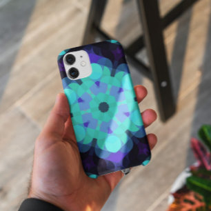Retro Mandala Flower Blue Paars en Green Case-Mate iPhone Case