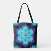 Retro Mandala Flower Blue Paars en Green Tote Bag (Achterkant)