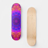 Retro Mandala Flower Blue Roze en Oranje Persoonlijk Skateboard (Voorkant)