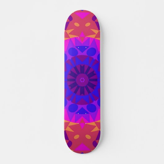 Retro Mandala Flower Blue Roze en Oranje Persoonlijk Skateboard (Voorkant)