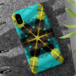 Retro Mandala Flower Blue Yellow and Black Case-Mate iPhone Case