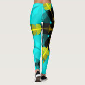Retro Mandala Flower Blue Yellow and Black Leggings (Achterkant)