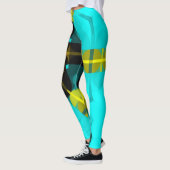Retro Mandala Flower Blue Yellow and Black Leggings (Links)