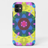 Retro Mandala Flower Blue Yellow and Pink Case-Mate iPhone Case (Achterkant)