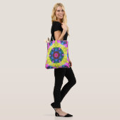 Retro Mandala Flower Blue Yellow and Pink Tote Bag (Op model)