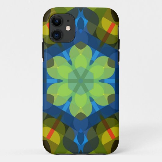 Retro Mandala Flower Green Blue en Oranje Case-Mate iPhone Case (Achterkant)