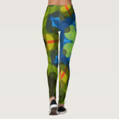 Retro Mandala Flower Green Blue en Oranje Leggings (Achterkant)