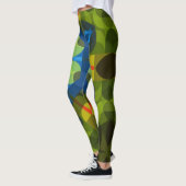 Retro Mandala Flower Green Blue en Oranje Leggings (Links)