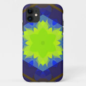 Retro Mandala Flower Green en Blue Case-Mate iPhone Case (Achterkant)