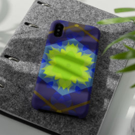 Retro Mandala Flower Green en Blue Case-Mate iPhone Case